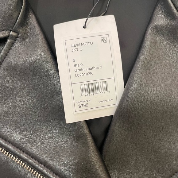 Theory NEW Slim Fit Black Leather Moto Jacket Size S - Picture 12 of 15